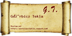 Görbicz Tekla névjegykártya